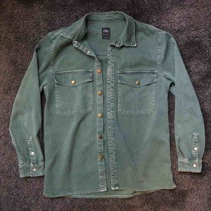 Green Zara jean shirt